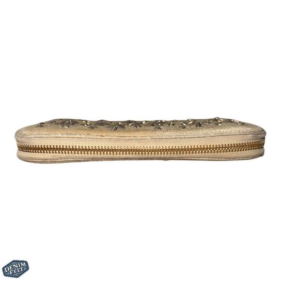 Jimmy Choo Metallic Star-Studded Zip-Around Long Wallet Leather, Made in Italy - Picture 6 of 13